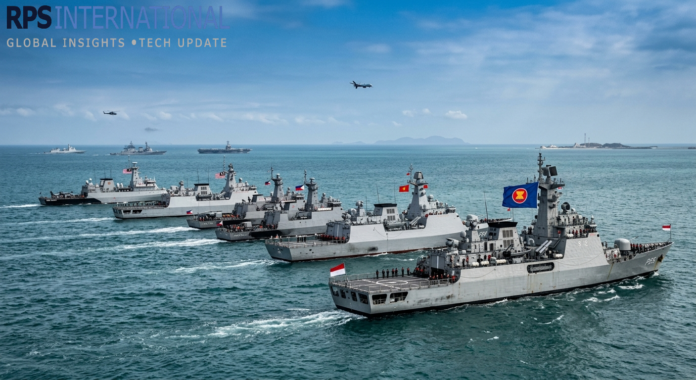ASEAN member naval vessels conducting joint maritime exercises in the South China Sea in 2026.
