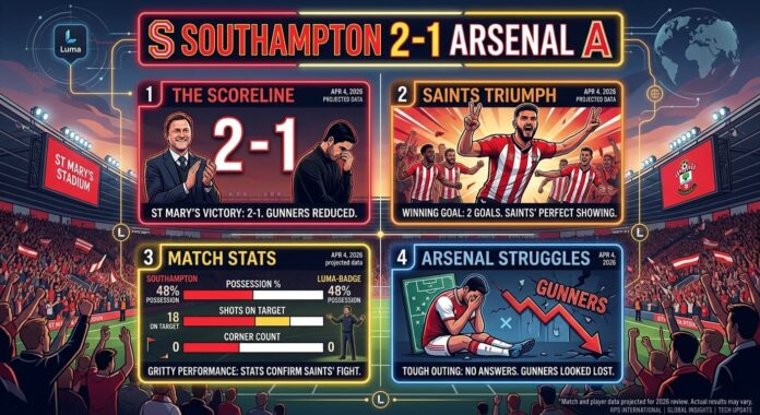 SOUTHAMPTON 2-1 ARSENAL (APRIL 4, 2026)