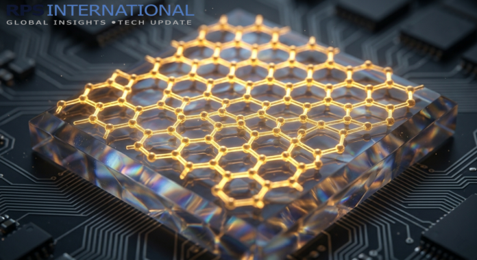 Microscopic visualization of a 2D graphene lattice used in high-performance electronic transistors.