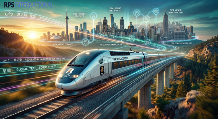 FIFA Unveils New High-Speed Travel Routes Between Host Cities A World Cup 2026 branded high-speed train connecting major North American host cities.