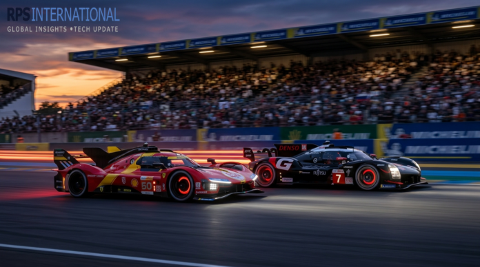 Ferrari vs. Toyota Battle Intensifies Ahead of 24 Hours of Le Mans Ferrari and Toyota Hypercars racing wheel-to-wheel during Le Mans 2026 preparation.