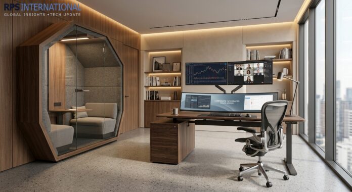 Companies Invest Billions in At-Home Office Infrastructure Upgrades A state-of-the-art ergonomic home office setup provided by a corporate infrastructure program.