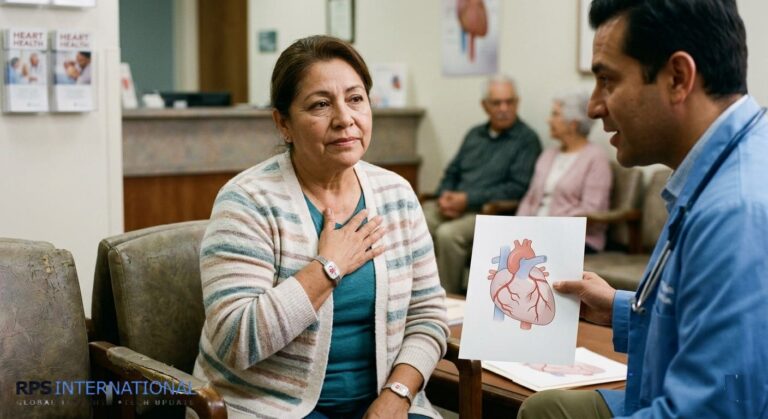 Illustration of a human heart showing arteries and blood flow