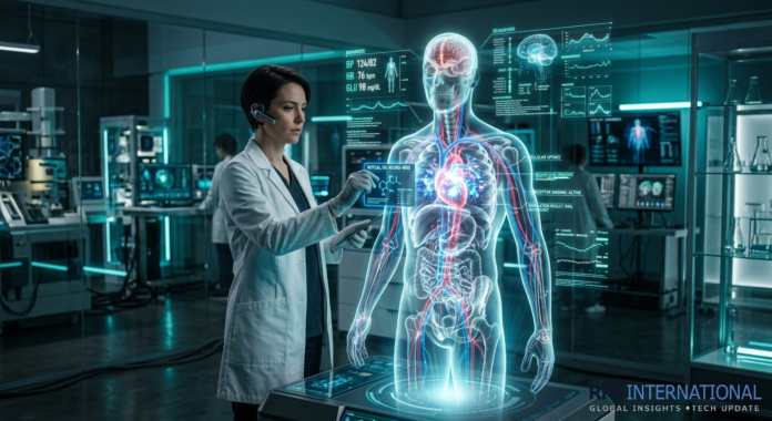 A 3D medical digital twin used for simulating drug reactions and surgical outcomes.