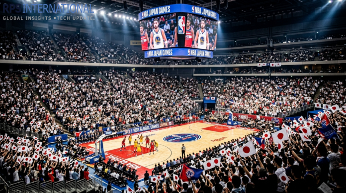 NBA Global Expansion NBA regular season game setup at an arena in Tokyo, Japan.
