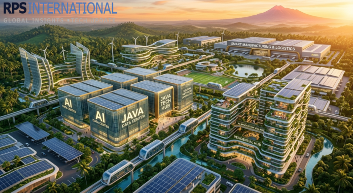 Futuristic rendering of Indonesia's new Silicon Valley tech corridor in Java.