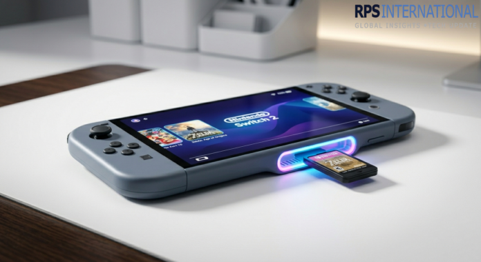 Concept art of a Nintendo Switch cartridge being used in a next-generation console.