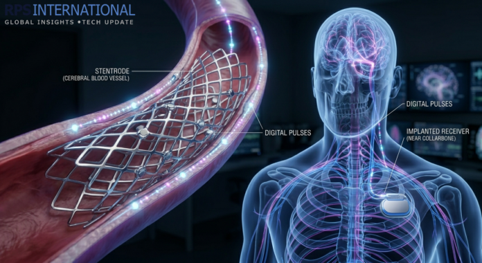 Synchron’s Brain-Computer Interface Enters Domestic Trials 3D visualization of Synchron’s Stentrode BCI deployed within a brain blood vessel.