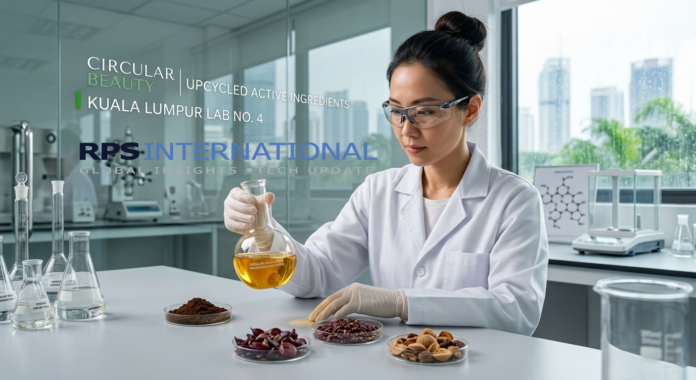 The Global Shift Toward Upcycled Beauty Ingredients Upcycled skincare ingredients being processed from food waste in a modern laboratory.