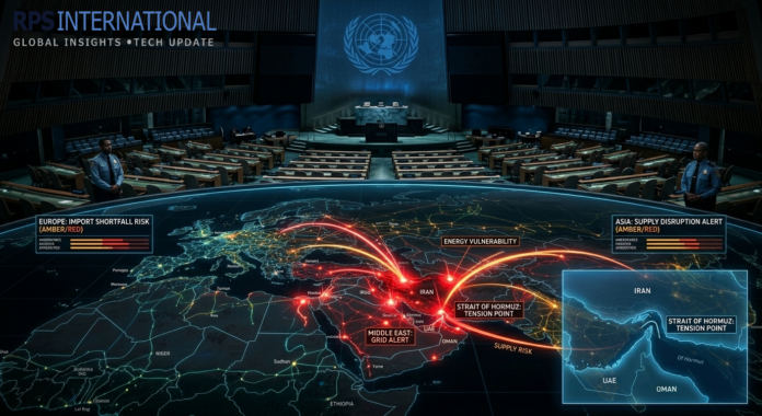 UN Warns of Global Energy Infrastructure Shocks Amid Escalating Middle East Conflict Digital map showing global energy dependencies and conflict-related risk zones in 2026.