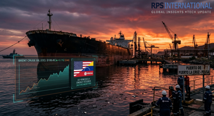 US Considers Crude Deal Amid Rising Global Fuel Prices An oil tanker at a Venezuelan terminal during the 2026 global energy crisis.