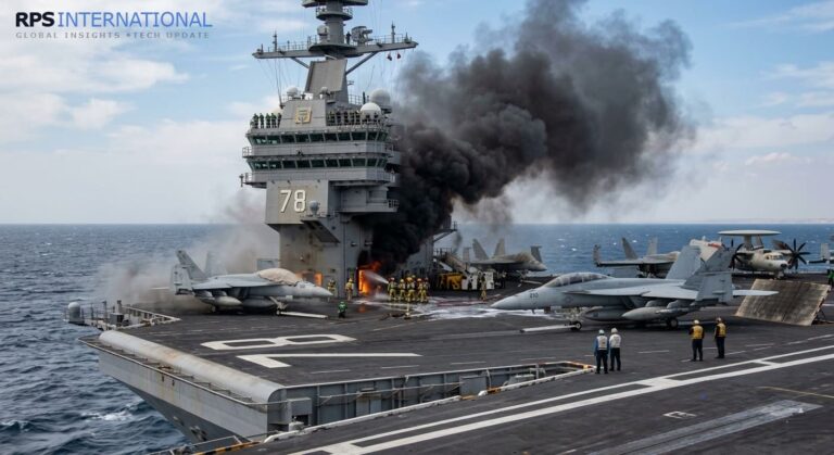 USS Gerald R. Ford aircraft carrier fire March 2026 Red Sea Operation Epic Fury combat sortie halt