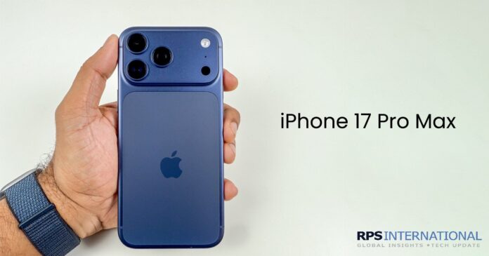 iPhone 17 Pro Max in Cosmic Orange featuring the new horizontal camera layout and refined ProMotion display.